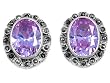 Sterling Silver Earrings with Marcasite and Lavender CZ - 23mm