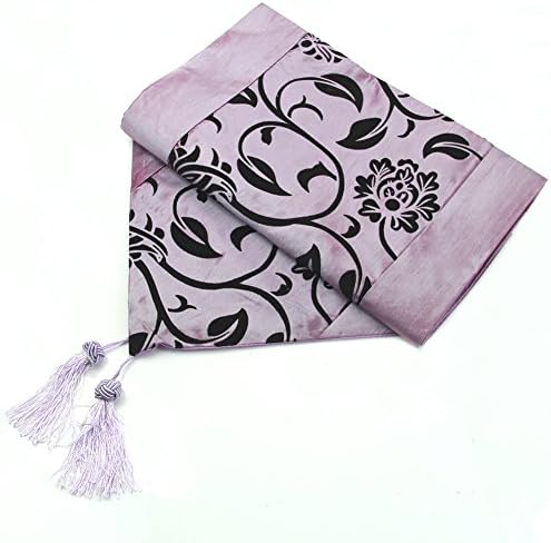 HeroNeo® 78"X12" Raised Flower Blossom Flocked Damask Table Runner Cloth Wedding Decor (Purple)