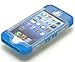 iPhone 5 Case, Bastex Heavy Duty Hybrid Protective Case - Soft Neon Blue Silicone Cover with Clear Sparkly Glitter Design Shell for Apple iPhone 5, 5S, 5G