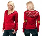 Chicago Blackhawks Women's Deep V-Neck Fleece Hoodie Pullover - by Alyssa Milano