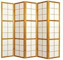 Asian Home D&eacute;cor - 6ft. Mado Japanese Shoji Privacy Floor Screen Room Divider - 5 Panel Honey