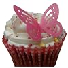 (SB) Bright Pink Edible Rice Paper Butterfly Cup Cake Wedding Cake Decoration x 12
