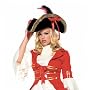 Pirate Hat W/ Thick Gold Trim, Bow Top With Feather