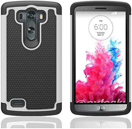 Hybrid Dual Layer Armor Defender Full Body Protection Case Cover for LG G3 (White)