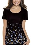 Baby Phat Round Neck Buttons and Bling Scrub Top