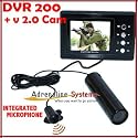 Portable DVR 200 + Sony 580 Helmet Camera ExView HAD CCD V 2.0 . Factory Integrated Stereo Microphone for Extreme Sports & tactical - military use. Long cable reach. Waterproof / Fogproof for motorcyle, bike, skydiving, car racing, gun cam, paintball, airsoft,