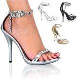 ECLAIR-58, 4 3/4 Rhinestone, Ankle Strap Mini-Platform Sandal, Back Zip