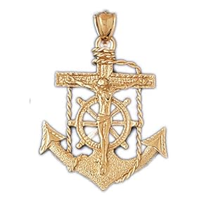 Yellow Gold 40mm mariners Pendant cross Charm Amazon.com Cross/Crucifix Mariners  14K charm