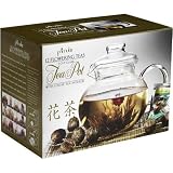 Primula Flowering Tea Set with 40-Ounce Pot with Glass Lid