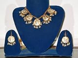 Bollywood Jewelry Lac Gold Peacock Hand Made Necklace Set Earrings in Multi Beads-3pc Set