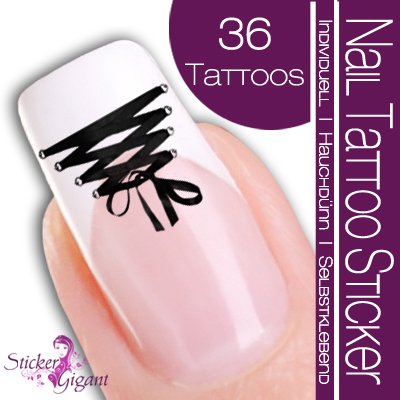 Nail Tattoo Sticker Corsage / Mieder - schwarz Preisvergleich
