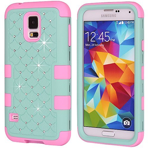 Galaxy S5 Case, KAMII 3 Layers Verge Hybrid Soft Silicone Hard Plastic Triple Quakeproof Drop Resistance Protective Case Cover for Samsung Galaxy S5 (Teal Pink) Galaxy S5 Case, KAMII 3 Layers Verge Hybrid Soft Silicone Hard Plastic Triple Quakeproof Drop Resistance Protective Case Cover for Samsung Galaxy S5 (Teal Pink)