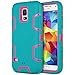 ULAK Galaxy S5 Case, S5 Case - Shock Absorption Hybrid Rubber Combo Case Cover 3in1 Rigid Plastic+Soft Silicone for Samsung Galaxy S5 V i9600-Magenta/Blue