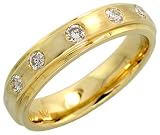 14k Gold Matte Finish Ladies' Diamond Band, w/ 0.21 Carat Brilliant Cut Diamonds, 3/16 (4.5mm) wide, size 17