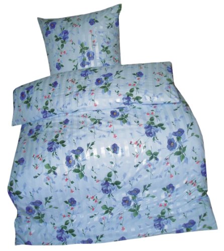 Kinzler B-02159/16 Bettw&auml;sche Bologna / Mikrofaser / 80 x 80 cm + 135 x 200 cm + 100 x 200 cm / 3-teilig mit Spannbetttuch / hellblau
