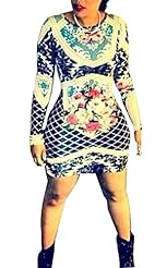 Polyester/Spandex Scoop Neck Long Sleeves Houndstooth Print Club Dress/Party Dress/Mini Dress 