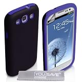 Yousave Accessories� Samsung Galaxy S3 Custodia Combo Doppio Silicone Caso Nero / Blu Con Schermo Pellicola Protezionedi Yousave Accessories