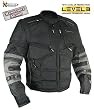 Xelement Mens Black and Gray Level-3 Armored Jacket with Removable Arm Sleeves and Tri-Tex Fabric