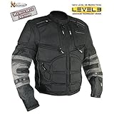 Xelement Men?s Black and Gray Level-3 Armored Jacket with Removable Arm Sleeves and Tri-Tex Fabric