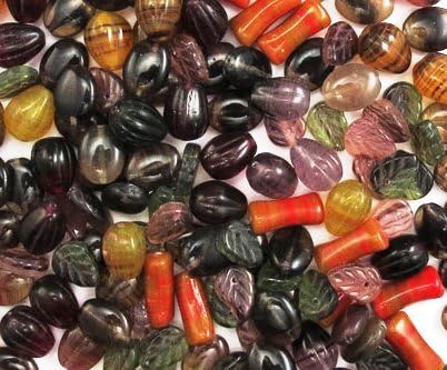 Czech Pressed Glass Mix , Variety of Shapes & Colors