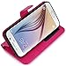 S6 Case, LK Galaxy S6 Wallet Case, Luxury PU Leather Case Flip Cover with Card Slots & Stand For Samsung Galaxy S6, HOT PINK