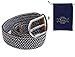 Modeway Men's&Women's Elastic Fabric Woven Stretch Belt Leather Inlay With Silver Buckle