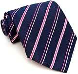 Paul Smith Navy and Pink Striped Silk Necktie PS-TIES-24