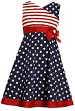 Bonnie Jean Girls 7-16 Stars and Stripes Print with Crossover Bodice Dress
