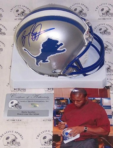 Barry Sanders Autographed/Hand Signed Detroit Lions Mini Helmet