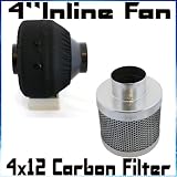 New Hydropronic 4 Inline Fan With Carbon Filter Combo Odor Control Air Quiet