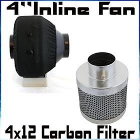 New Hydropronic 4" Inline Fan With Carbon Filter Combo Odor Control Air Quiet