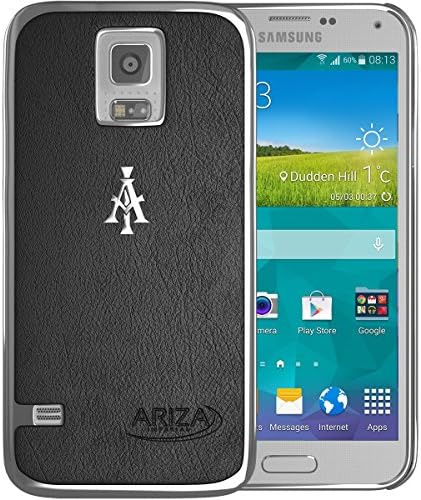 Galaxy S5 Case, Ariza Imperial Samsung Galaxy S5 V Leather Cover - Hard Luxury Designer Phone Cases for Men &amp; Women - Best Slim Fit Design, Bling Style - Top Quality Genuine Leather [Black &amp; Chrome Silver]