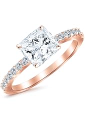 1.04 Carat Classic Sidestone Pave Set Diamond Engagement Ring with a 0.71 Carat Princess Cut H Color VS2 Clarity Center Stone