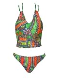 Rampage Green Mod Print Halter Tankini S