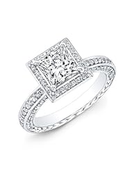 certified 1.68 ct princess cut diamond wedding engagement anniversary bridal ring set band on white gold setting