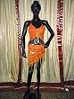 Orange Bra Choli Hip Wrap Scarf Coin Bellydance Costume M
