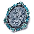 March Birthstone Oval Pale Blue Beauty Cameo Brooches And Pins Vintage
