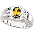 14K White Gold Man's Citrine and Diamond Ring