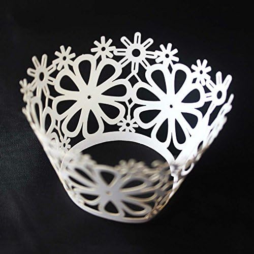 Sophiebella 60-Count (5 Packs) W001W White Decorative Floral Paper-Cupcake-Holders for Muffin-Liners