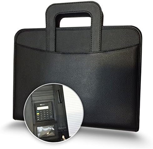Executive Deluxe Portfolio - Professional Padfolio Holder with Zippered Closure, Business Pad Holders, iPad Pocket Case, Letter Size Writing Pad - PU Leather - Black