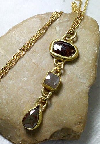 Rose cut Diamond and Solid Yellow Gold Pendant