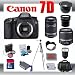 Canon EOS 7D Digital SLR Camera Body with Canon 18-55mm and 55-250mm Lens for Canon Digital SLR Cameras + Wide Angle Lens with Macro Extension + Telephoto Digital Conversion Lens + 8GB Memory Card + SD Memory Card Reader + Li-Ion Replacement Battery Pack + Deluxe Cleaning Kit + Carrying Case + Tripod + LCD Protectors + Cleaning Cloth Deluxe Kit + 3 Piece Lens Filter Kit