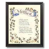 Motivational Poem Mother Angel Mom Flower Wall Picture Black Framed Art Print