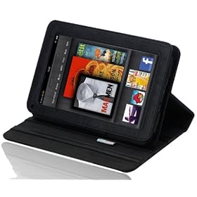 splash SIGNATURE Folio Leather Case Cover Fits Amazon Kindle FIRE Tablet with Stand (Black) by