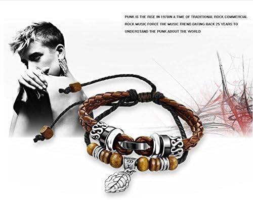 Man Bracelets Hand-woven Leather Multilayer Cord Fashion Jewelr Minimalist Punk Style Boyfriend Gifts (Bracelets, 4)