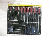 24 piece Toolworks Screwdriver Set including 9 Flat Head & 8 Phillip Head Drivers as well as 3 Star Drivers, 1 Scratch Awl, 1 4-Way & 2 Off-Set