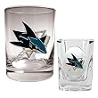 San Jose Sharks NHL Rocks Glass & Square Shot Glass Set - Primary Logo