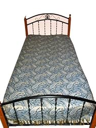Dark Blue Pashmina Jamavar Bedspread Indian Bedding Twin Size Throw Bedsheet