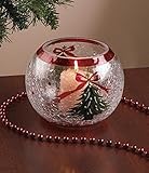 Home-X&reg; Dual Christmas Tree Crackle Glass Candleholder