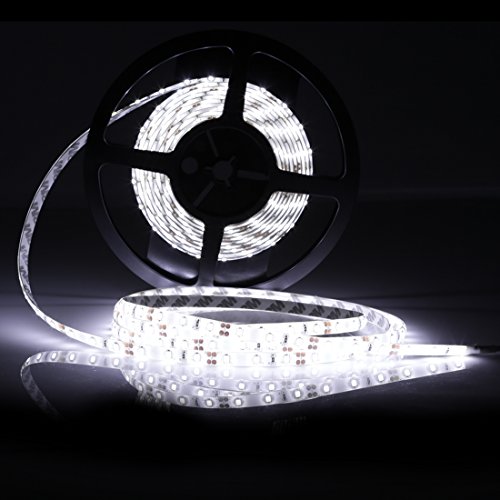 LEDMO SMD 2835 LEDs Waterproof Flexible LED Strip Lights, DC 12V LED Light Strip,LED Tape,Super Bright 300 Units, Cool White, 6000K, 15 Lumen/LED